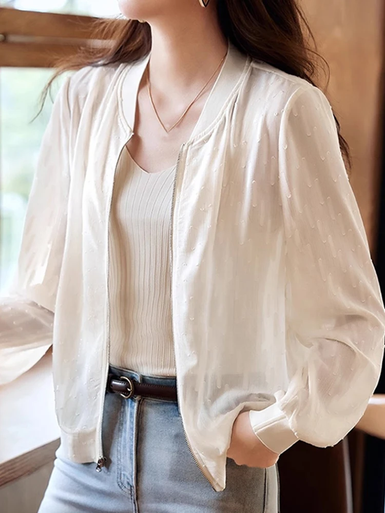 ملابس خارجية كورية بسيطة غير رسمية جديدة 2025 للسيدات بسحّاب للحماية من الشمس ملابس خارجية متعددة الاستخدامات للتخسيس الخارجي irt