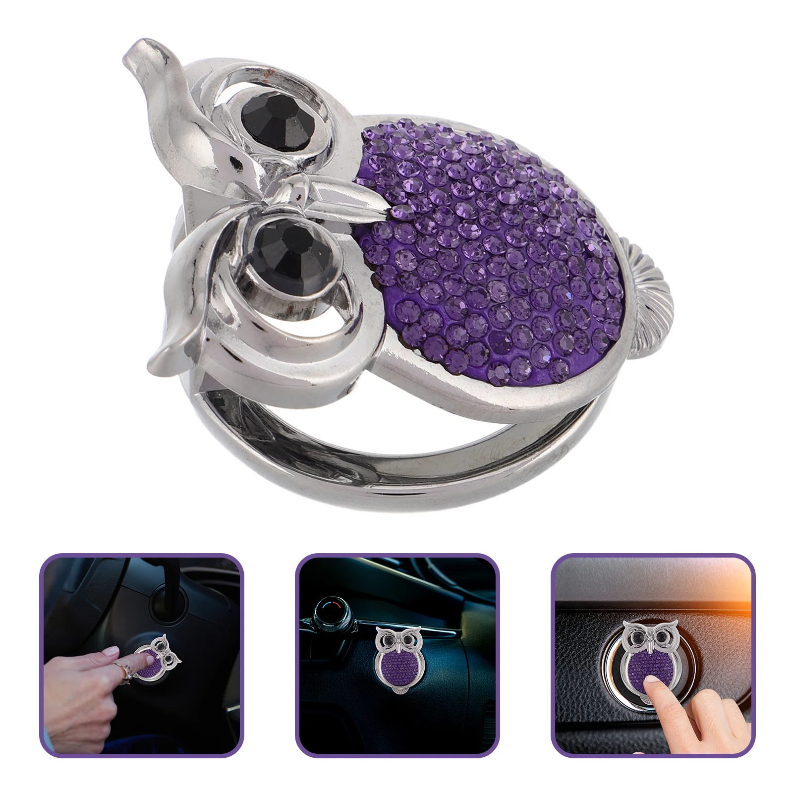 

Cute Rhinestone Owl Shaped Universal Engine Start Button Cover Car Interior Push to Start Button Protection Ignition Switch