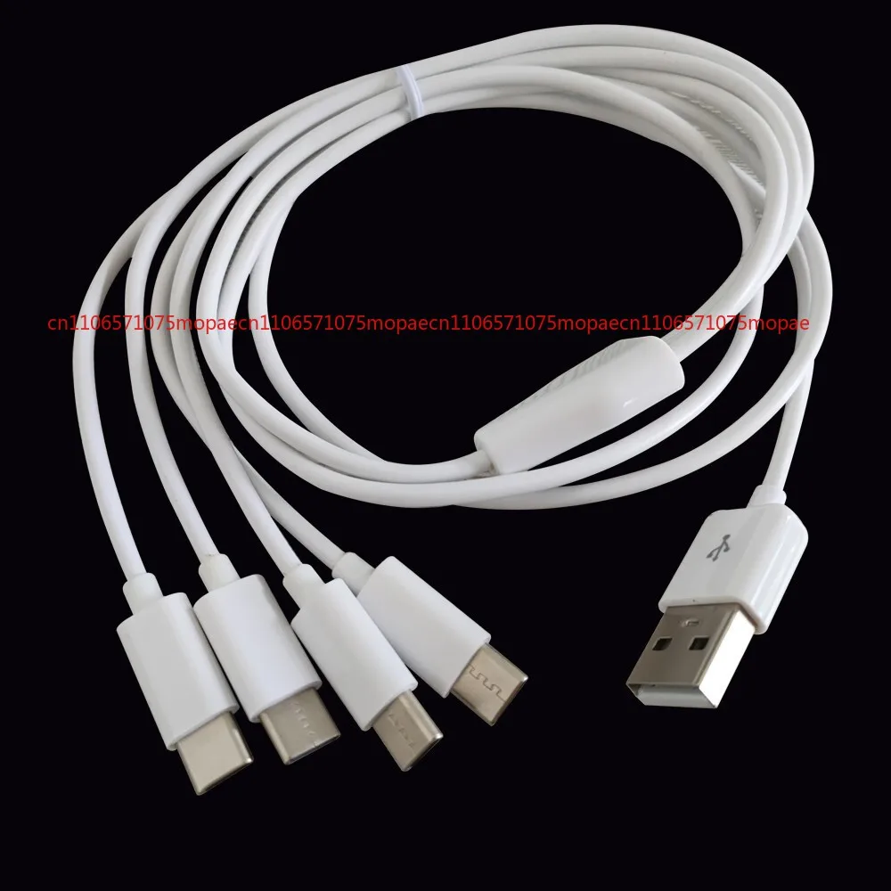1m 3ft USB-A to 4 USB C Charging Cable for Samsung S22/S21, iPad Air 5/ Mini 6