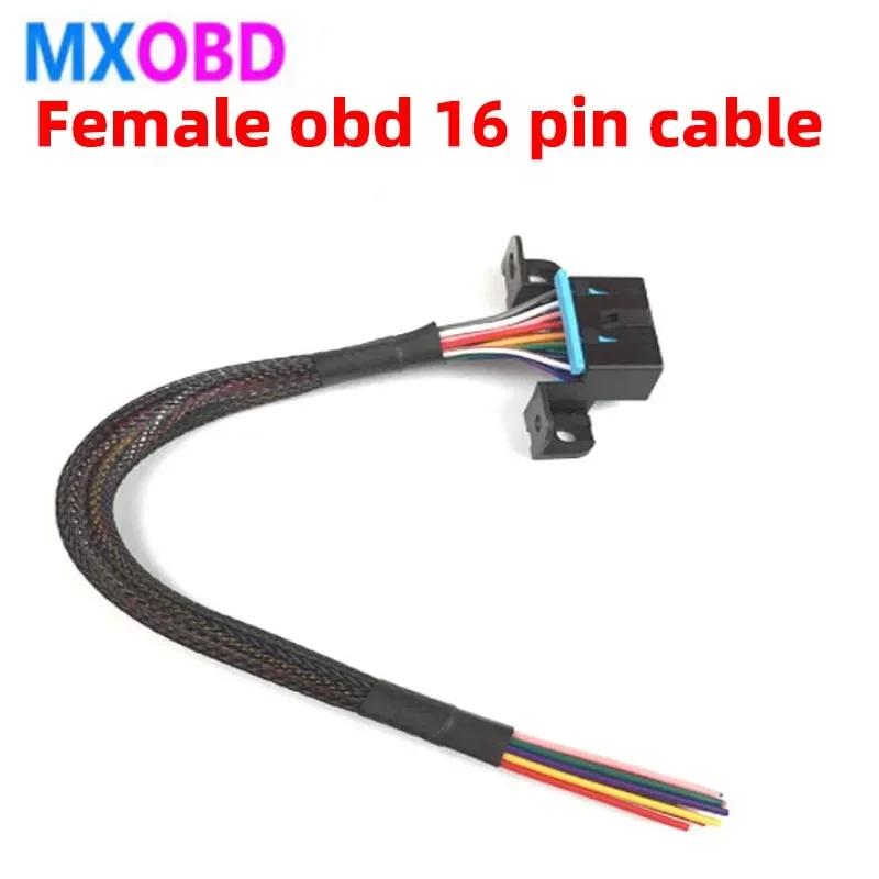 

30CM DIY Universal J1962F Female OBD2 16Pin Full Cord OBDII Dash Port Pigtail Fixed Wire Harness for Car Modification