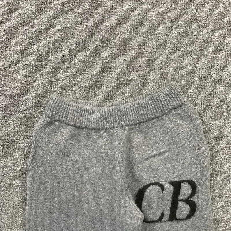25ss Oversized CB Logo Grey Woolen Men Pants Top Quality CB Jacquard Pants Women Casual Trousers