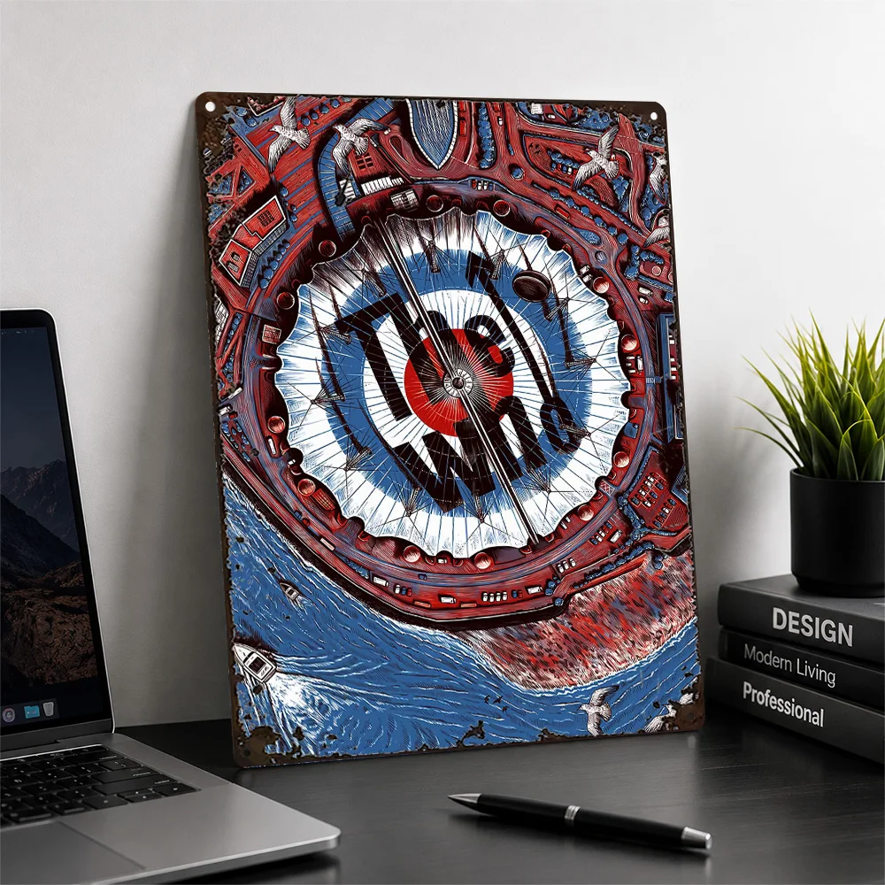 The Who Target Clock Printed Poster Vintage Graphic Wall Art For Music Studio Customized Aluminum Metal Sign Concertgoer Gift