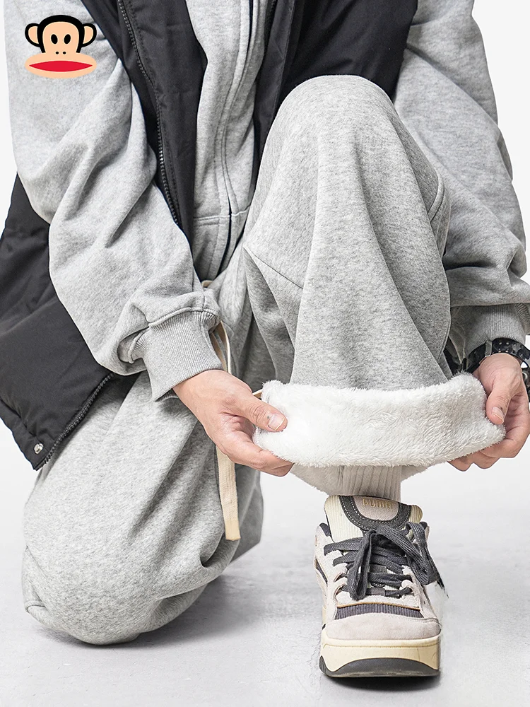 

Зимние утепленные брюки PaulFrank с флисовой подкладкой, свободные прямые брюки для мужчин, удобные теплые брюки для мужчин