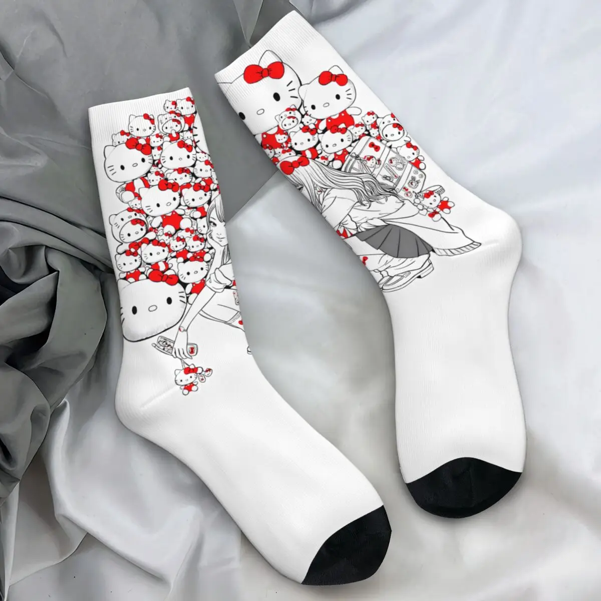 Hello Kitty Anime Socks Winter Stockings Casual Men Breathable Socks Graphic Cycling Anti Slip Socks