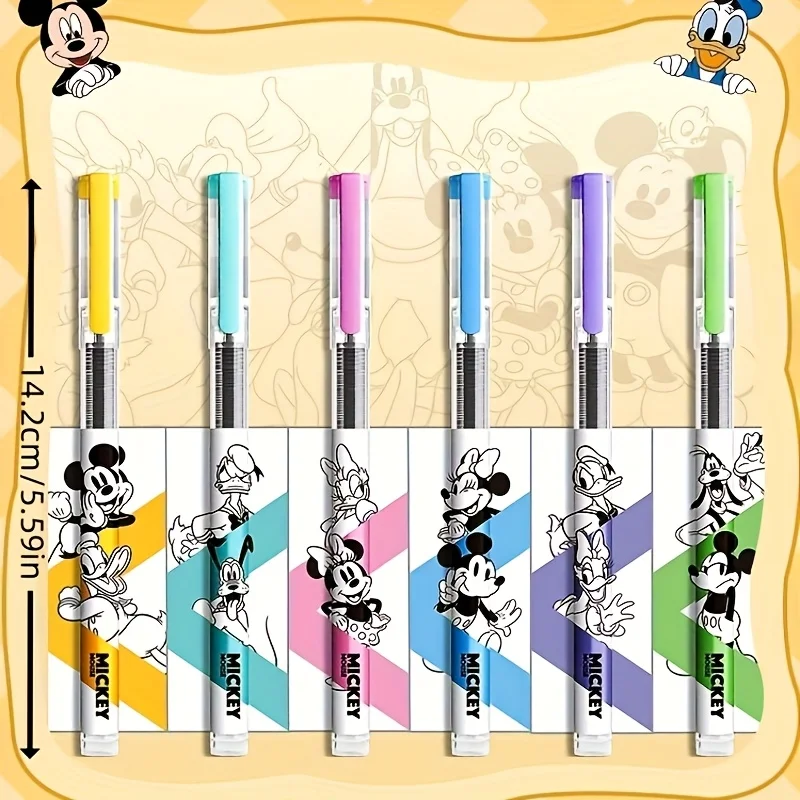 6pcs Disney Mickey, Minnie And Friends Retractable Neutral Pen, 0.5Mm Tip, Suitable for Office Use, Creative Learning Stationery view 3