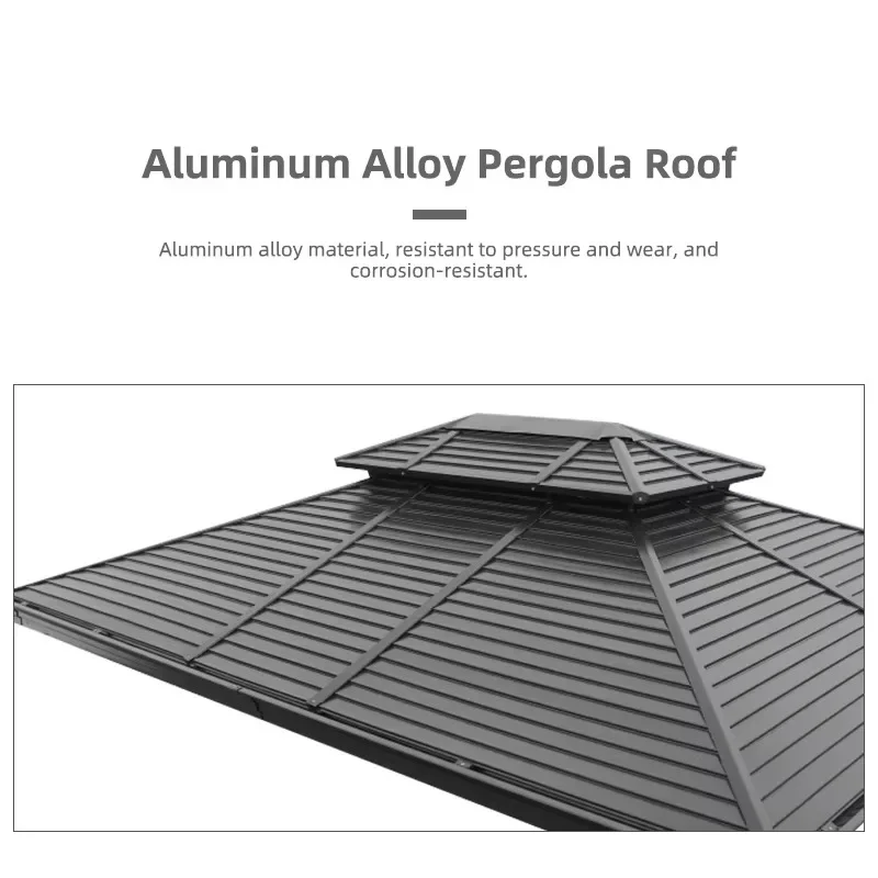 Any Size Custom App Controlled Retractable Pergola Wood Grain Transfer Full Aluminum Manor Outdoor Embedded Lamp Guest Structure