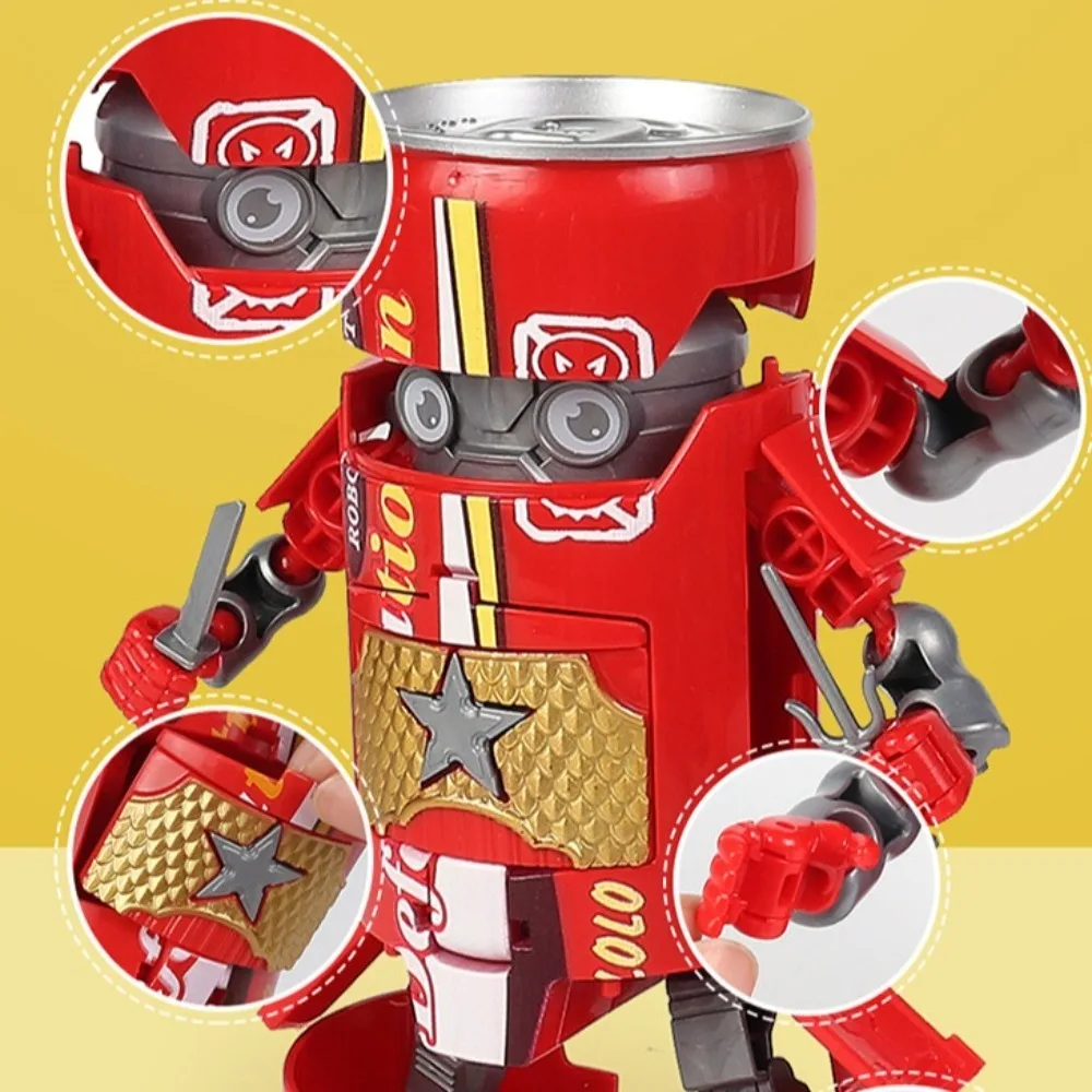 Mecha modelo deformado refrigerante robô cola bebida pode figuras ação deformação garrafa robô engraçado educacional transformando robô
