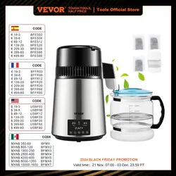 VEVOR 4L Water Distiller Purifier Filter Dispenser Drinking Bottle Softener Dual Temp Display Overheat Protection Home Appliance