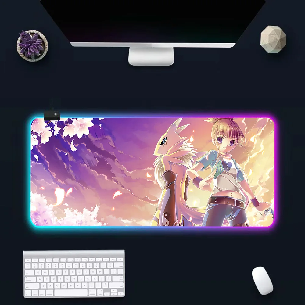 D-Digimon GAMING RGB Pc Gamer Keyboard Mouse Pad Mousepad LED Glowing Mouse Mats Rubber Gaming Computer Mausepad