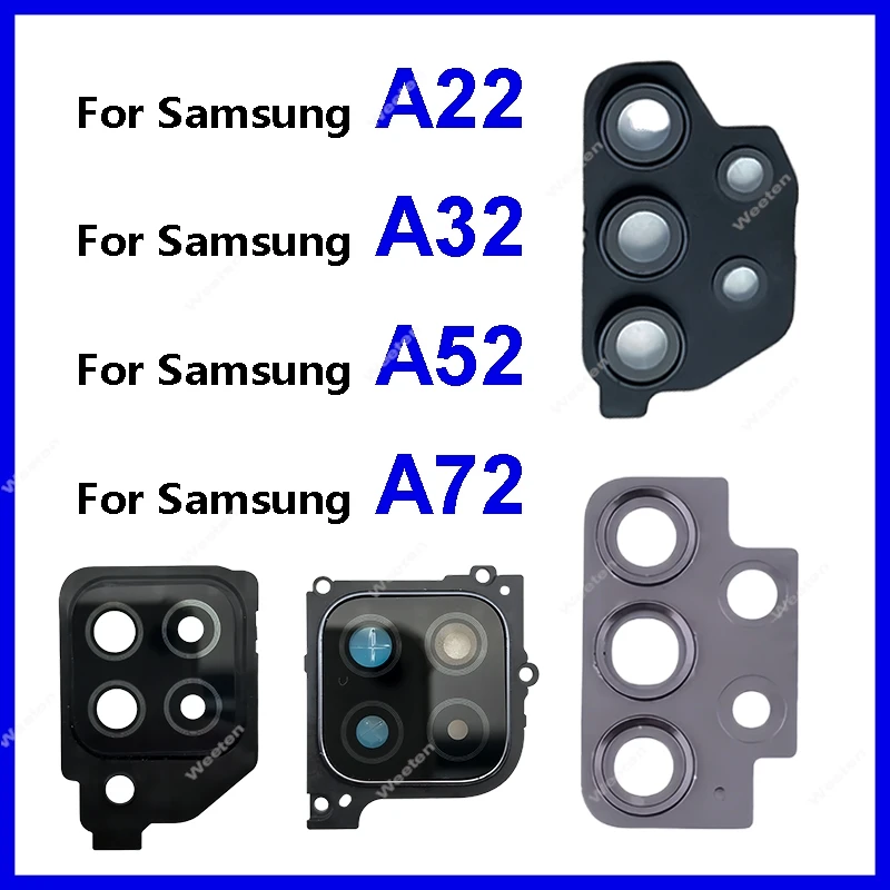 Camera glass lens frame + Adhesive Sticker Use For Samsung Galaxy A22 A32 A52 A72 SM-A225F A226B A325F A525F A725F Repair parts
