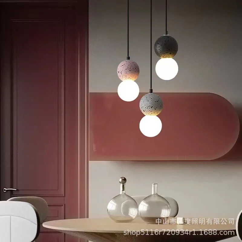 G9 Nordic Cement Globe Restaurant chandeliers Led Suspension Pendant Lamp  Luxury Bedroom Kitchen Cafe Bar Tables Hanging Light