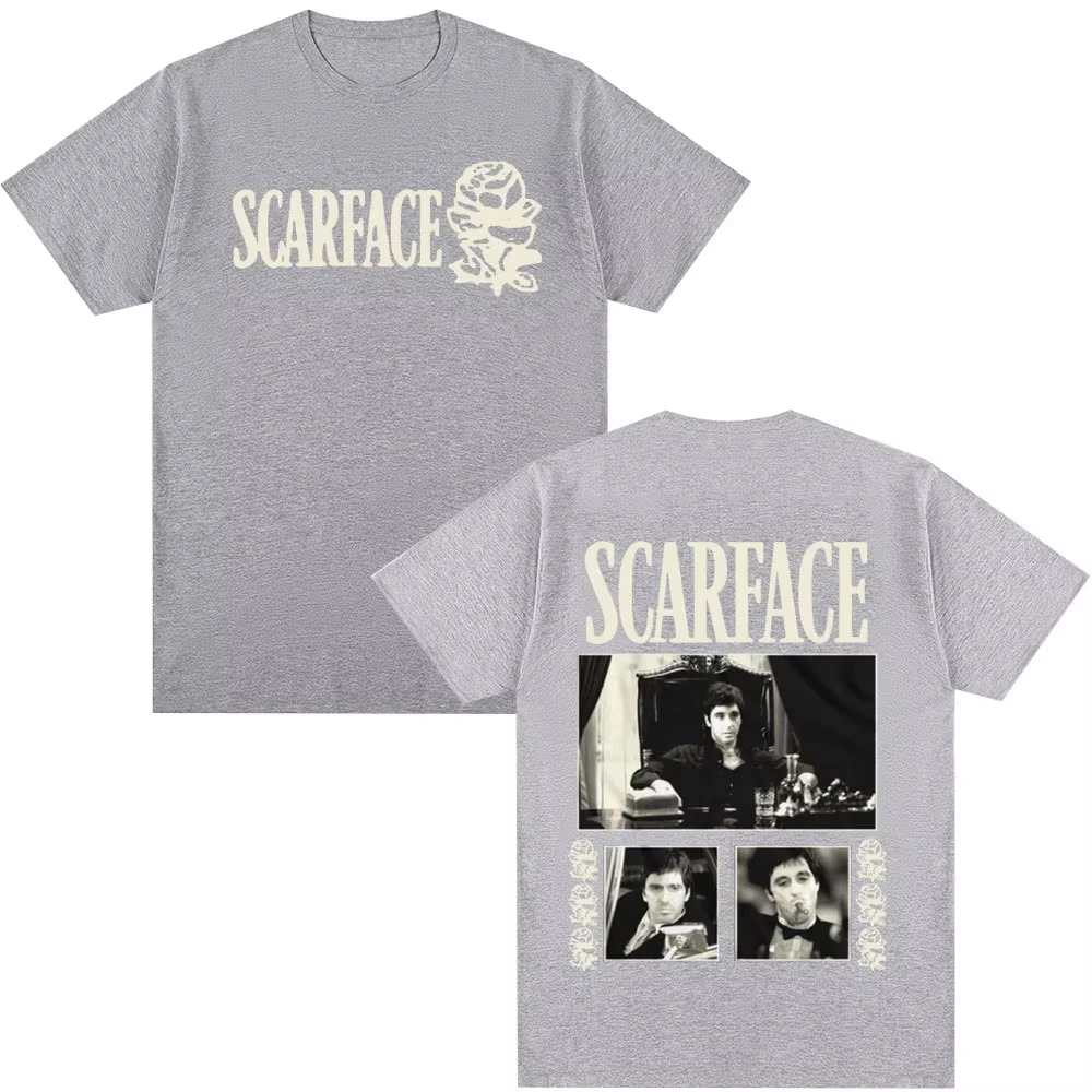 توني مونتانا آل باتشينو ريترو القوطية العصابات فيلم سكارفيس تي شيرت الرجال والنساء الملابس القطن المتضخم تي شيرت #2