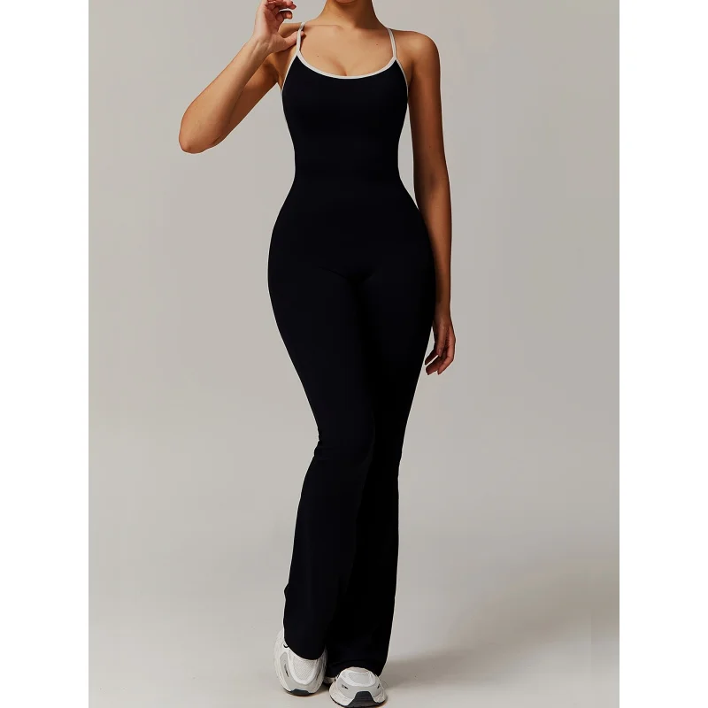 Women's High Waist Cross Back Bodysuit with Bellars Suit - Full-Body Tummy Control Jumpsuit, Solid Color Tight One-Piece for view 6