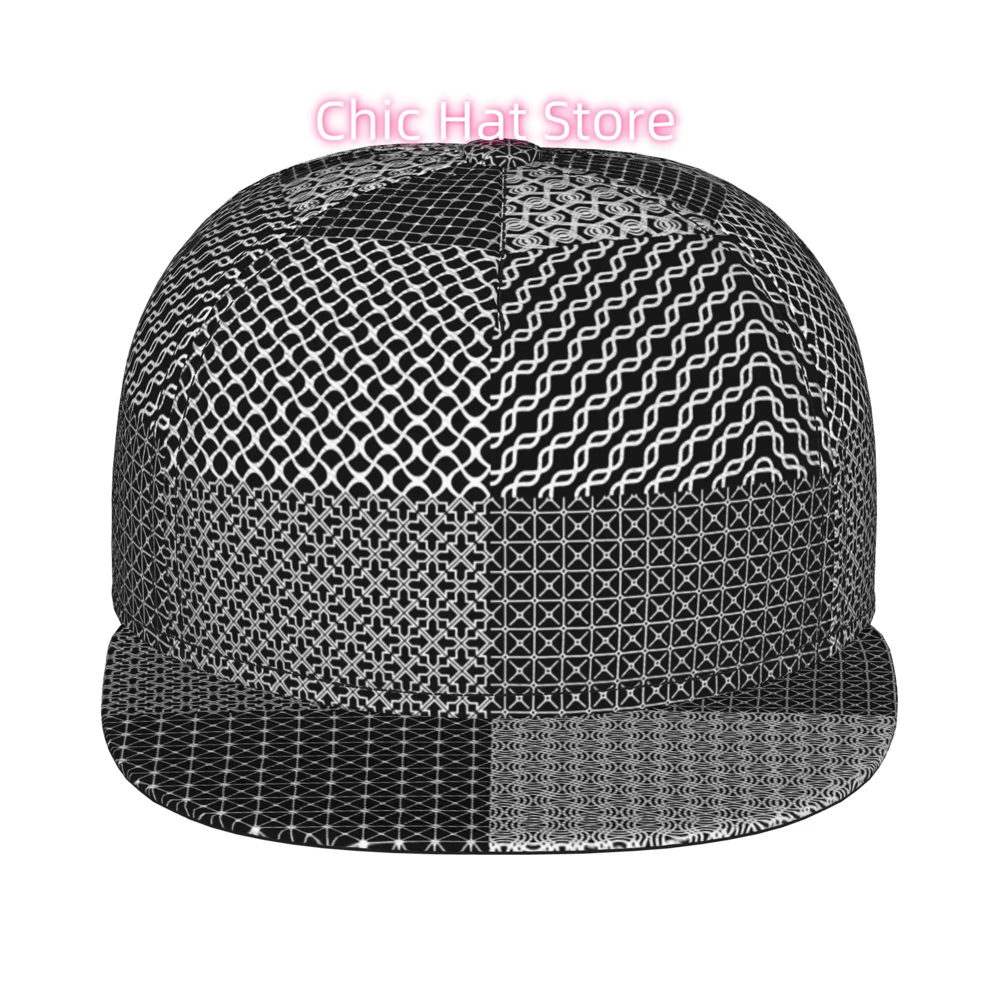 1pc Patchwork Lace Fully Printed Hip-Hop Caps, Baseball Caps, Stylish Flat-Brimmed Baseball Cap Trucker Cap Unisex Baseball