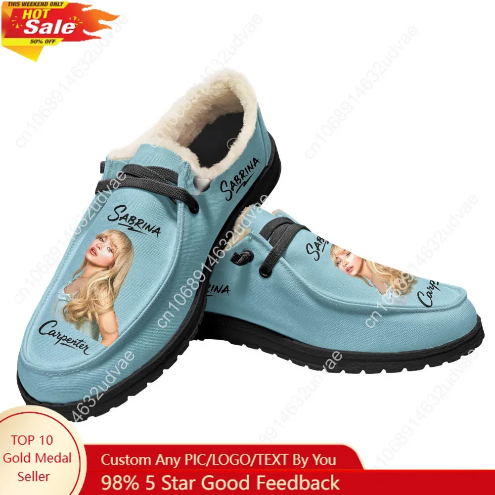 Sabrina Carpenter Plush Loafers Men Woman Casual Flat Shoes Pop Singer Keep Warm Lightweight Footwear Couple Custom Shoe Black