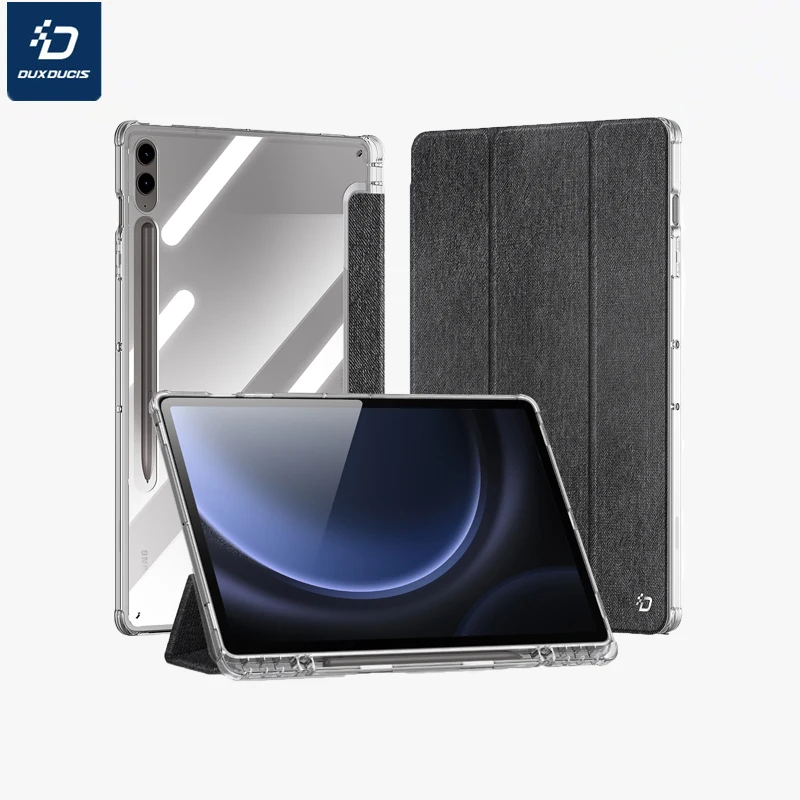 DUX DUCIS Senior PU leather transparent back cover For Samsung Tab S10 plus Shockproof Pen slot Trifold stand protect cover