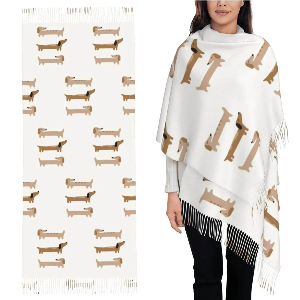 

Домашний декор - шарф для таксы, шарфы с кисточками для женщин, мягкие теплые шали и накидки, длинная осенне-зимняя шаль