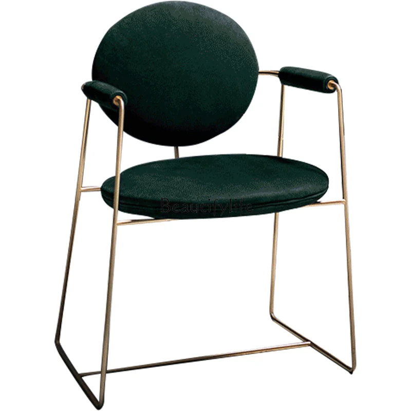 

Italian light luxury dining chair stainless steel soft bag backrest home, light luxury dining chair