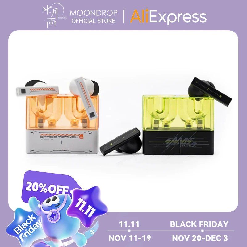 MOONDROP Space Travel 2 earphone HiFi Noise-Canceling TWS wiress Bluetooth 6.0 ANC Low-latency Game Mode SBC/AAC gaming headset