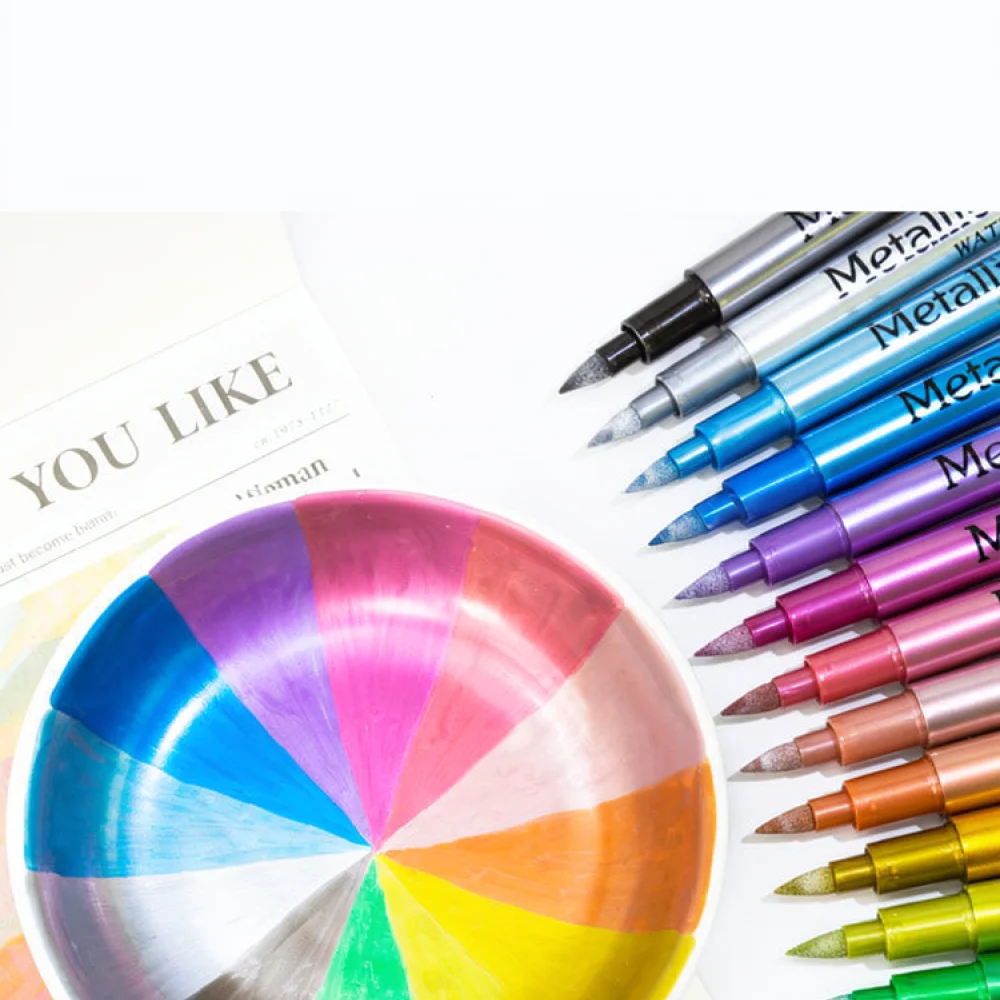Metallic Paint Markers For Guangna GN550 Art Pens Set Shimmering Ink Drawing Supplies For Crafting Hand Lettering Tools