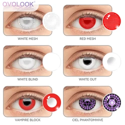 2pcs Cosplay Contacts Hyūga Hinata Vampire Seven Deadly Sins Sloth Ciel Phantomhive Sweety Crazy Lens Red Screen White Mesh