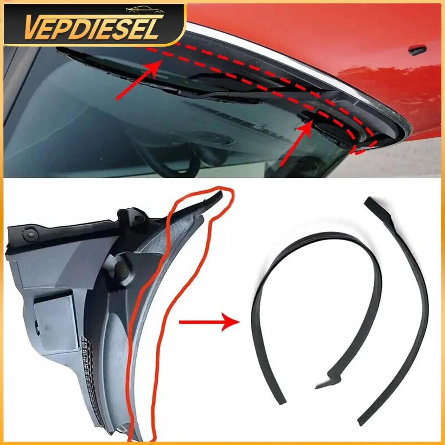 

51132751209 51132751210 2Pcs Windshield Cowl Cover Apron Seal Trim Strip For Mini Cooper R55 R56 R57 2007-2015 BMW Auto Parts