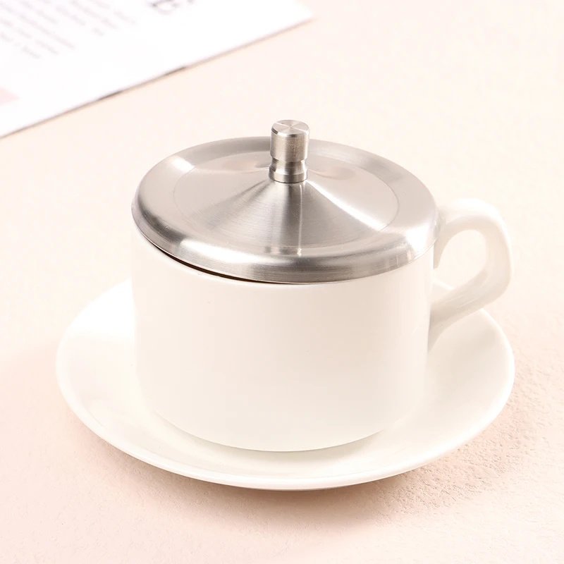 1 Pc 8/8.5/10.2/10.5/12.3cm Stainless Steel Cup Lids Leakproof Mug Cover Durable Drink Cup Sealed Lids Kitchen Drinkware