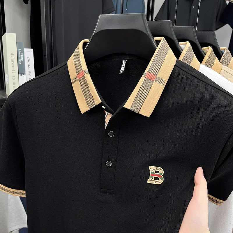 

2026 Summer Men's Short-Sleeved Polo Shirt, high-end design, ice silk exquisite embroidery, breathable T-shirt