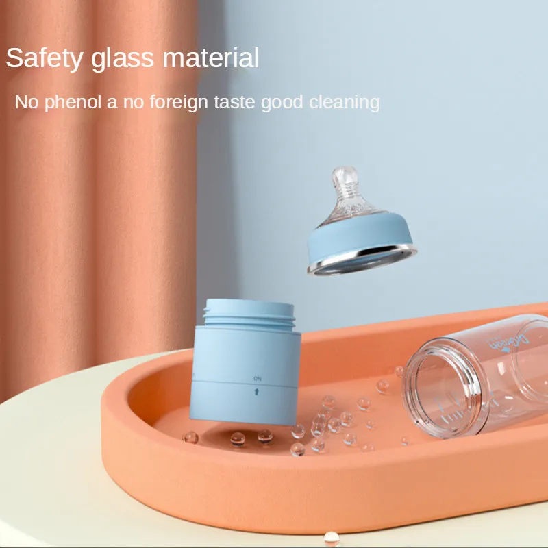 Newborn Baby Insulated Bottle Glass and Ppsu Feeding Wide-caliber 4S Fast Flushing Anti-colic Night Milk Cute Water Thermostat