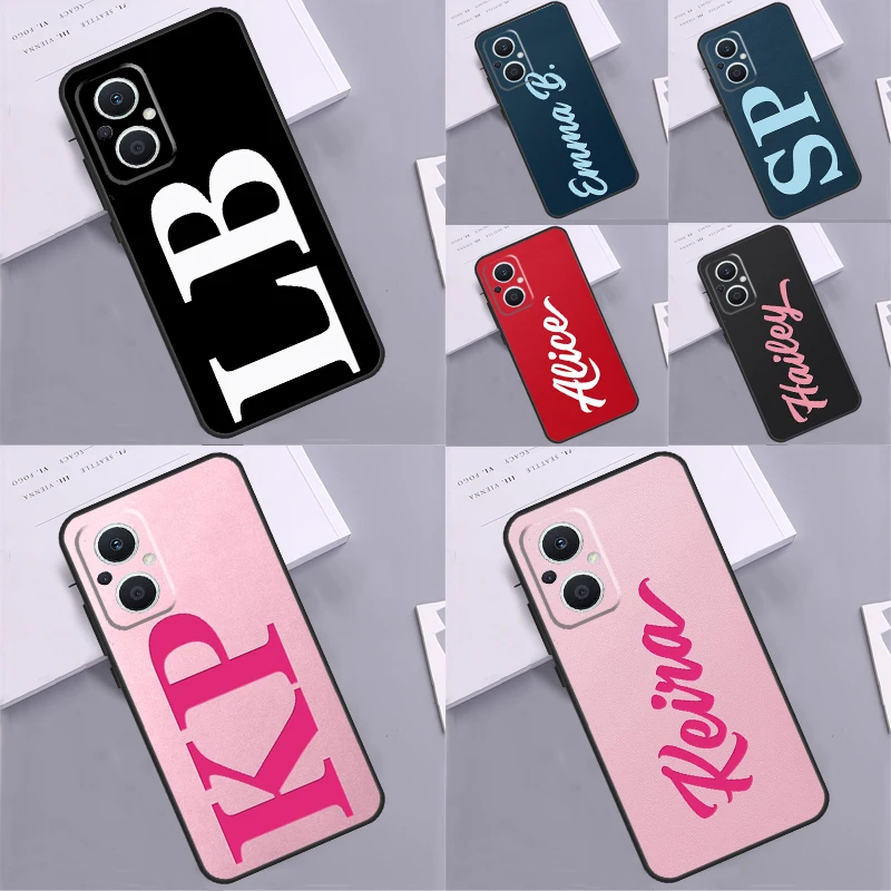 Large Initials Monogram Initial Custom Cover Funda For OPPO Reno 8 Lite 5 6 7 3 4 2Z 8T OPPO Find X6 X5 Pro X2 X3 Neo Lite Case