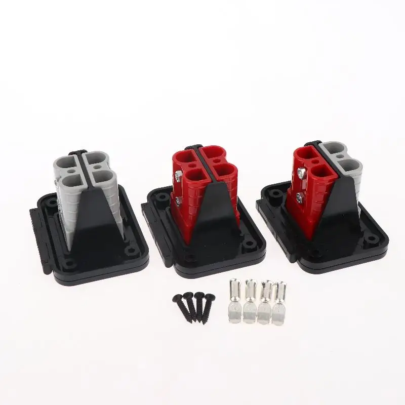 1 Set Twin Dual Flush Mount Bracket Plug Connector Flush Mounts 50A 600V For Electric Vehicles Power Distribution
