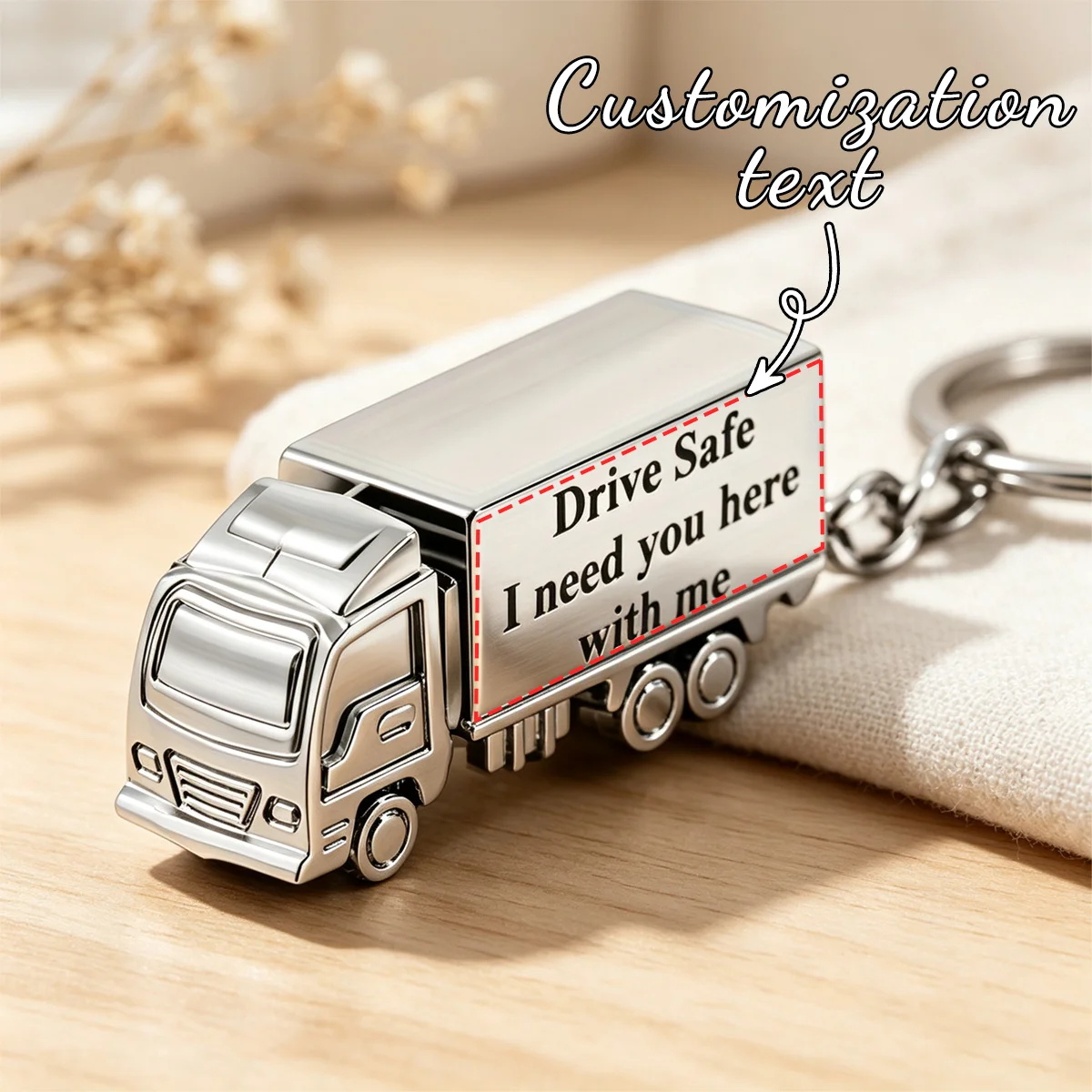 Engraved Custom Truck Keychain for Men, Heavy-Duty Ring Gift for Husband, Boyfriend, Dad for All Occasions