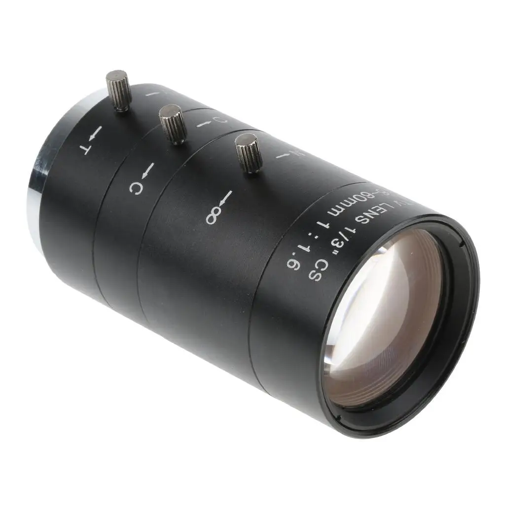 CS Mount 6 to 60mm Manual Iris Varifocal Video Lens Wide Angle Camera Lens for Security Surveillance
