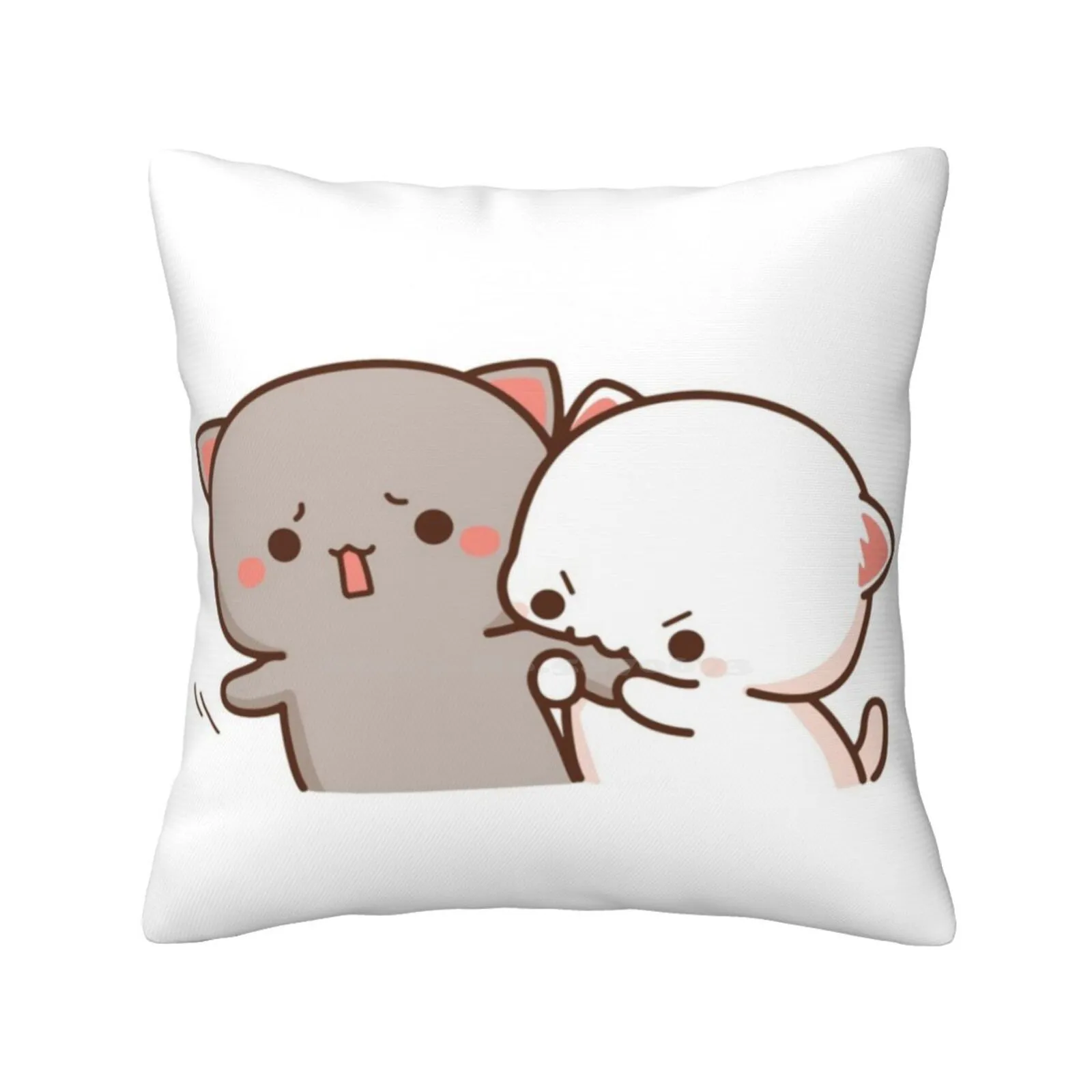 Peach And Goma Mochi Cat Bite Pillows Case Bedroom Home Decoration Peach Cat Mochi Kitty Cute Romantic Kawaii Boyfriend