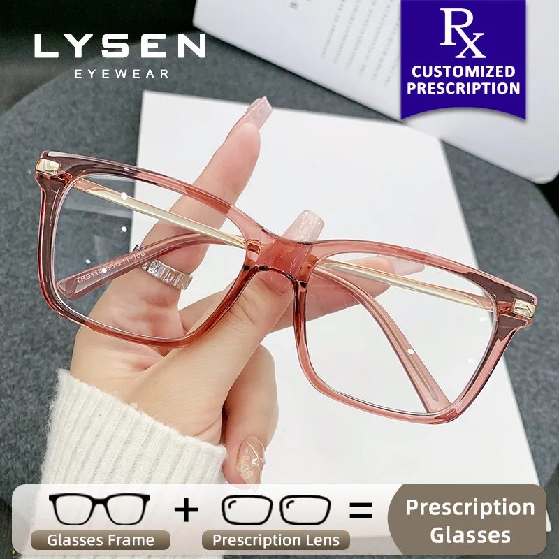 

LYSEN Fashion Square Women's Myopia Prescription Glasses Anti Blue Light Photochromic Glasses Anti-Reflective Reading Eyeglasses