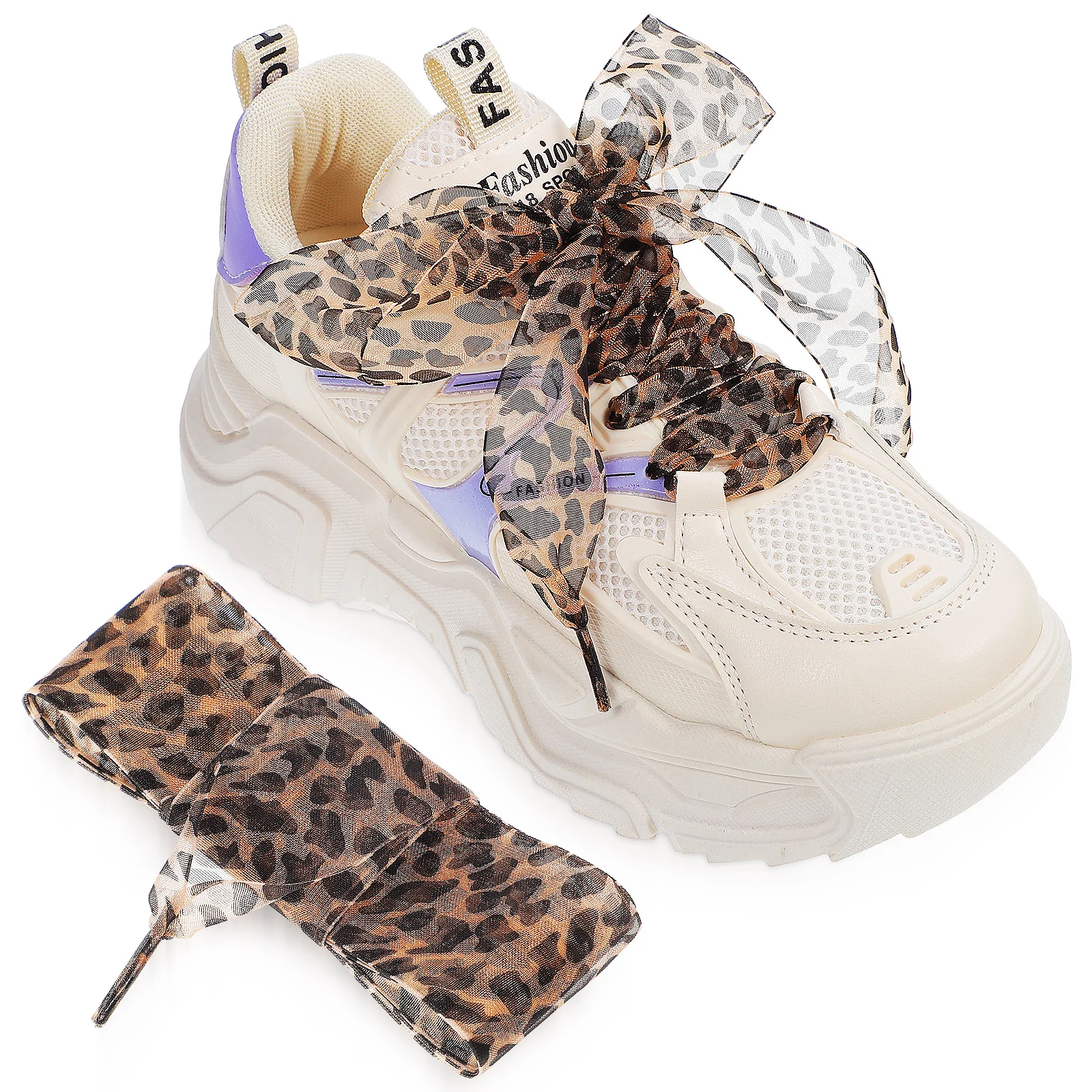 

2 Pcs Shoelace Widen Shoelaces Work Leopard Polyester For Dress Shoes Flat Sneakers