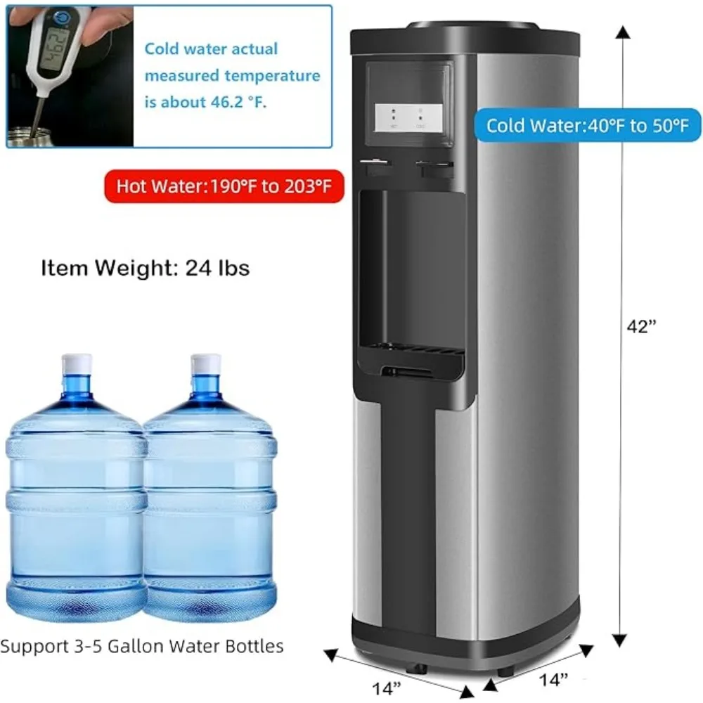 Waterkoelerdispenser 5 gallon waterdispenser met bovenlader 2 temperaturen (warm en koud) Waterdispensers met kinderslot