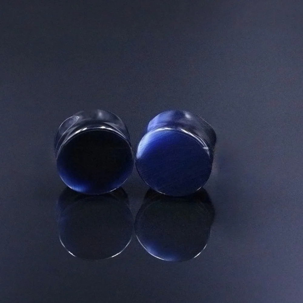 2 Stück natürliche Katzenauge-Ohrstöpsel aus organischem Stein, Spezifikationen, doppelte Trompete, Fleischtunnel, Körperpiercing-Schmuck für Männer und Frauen – Detail 17