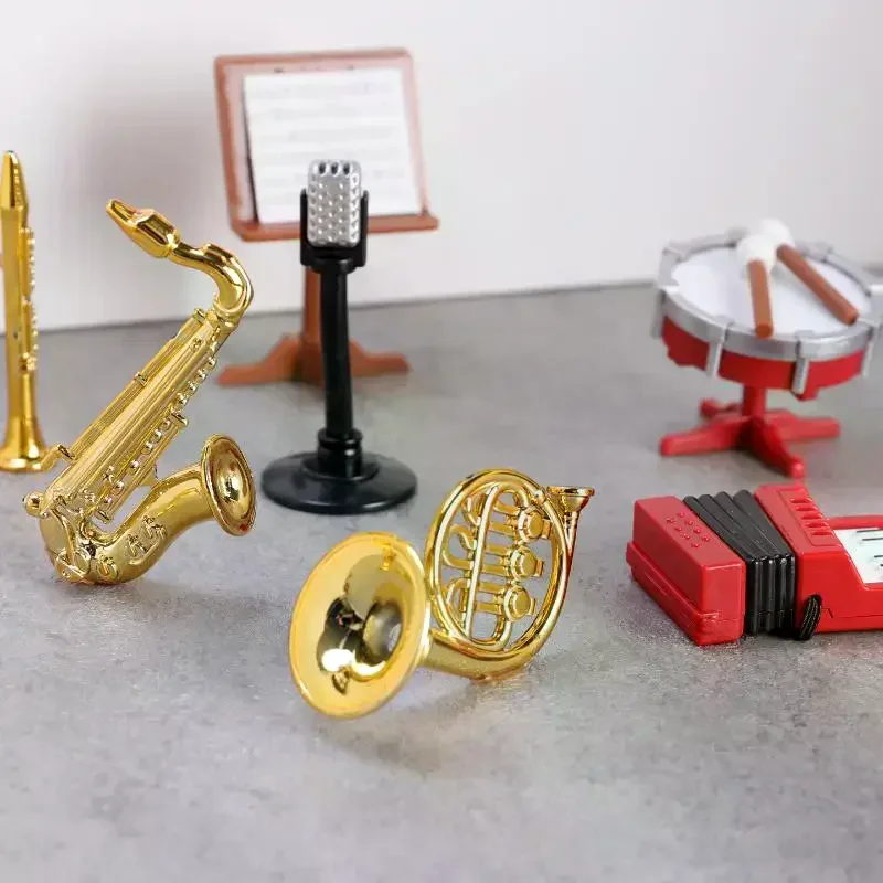 1 Set Home Decor Toy 1:12 Dollhouse Miniature Accordion Sax Classical Musical Instrument Model Ornament Doll House Accessories