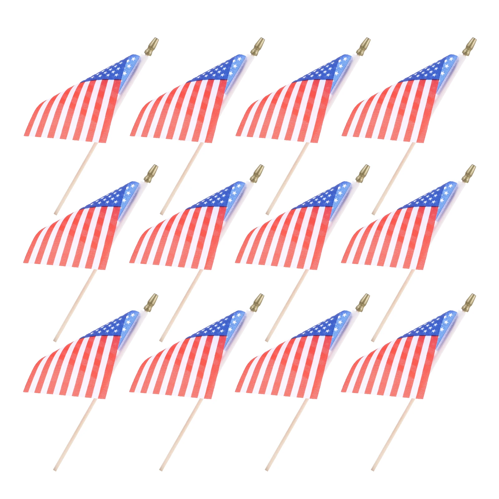 

12Pcs Small American Stick Flags 10x15cm Polyester Hand Waving Flags for Outdoor Gatherings Independence Day Memorial Day