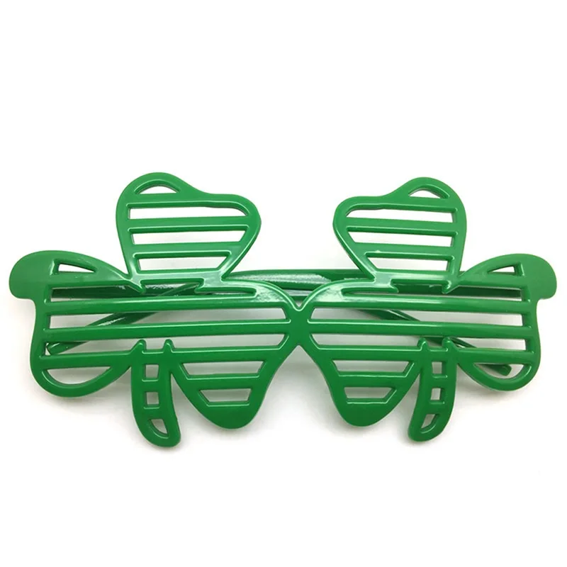 Irish Day Shamrock Glasses, Green Plastic Shutter Glasses,Clover Eyeglasses for St. Patrick's Day Costume Party,Photo Props