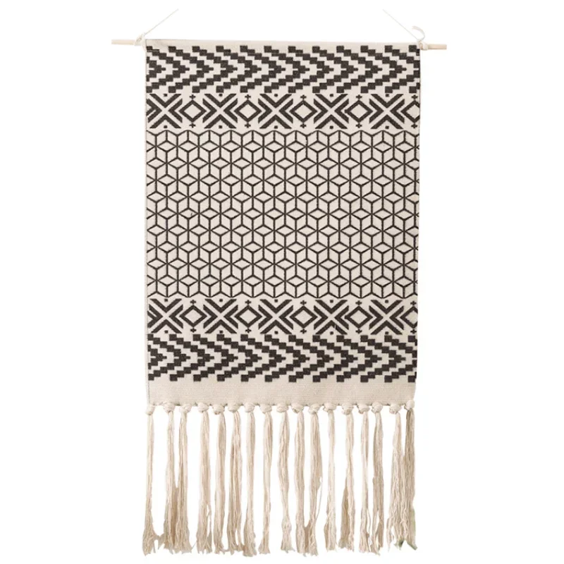 Nordic Tapestry Decorative Hanging Cloth Tassel Hand-woven Cotton Hanging Picture Bedroom Living Room Background Wall Cloth