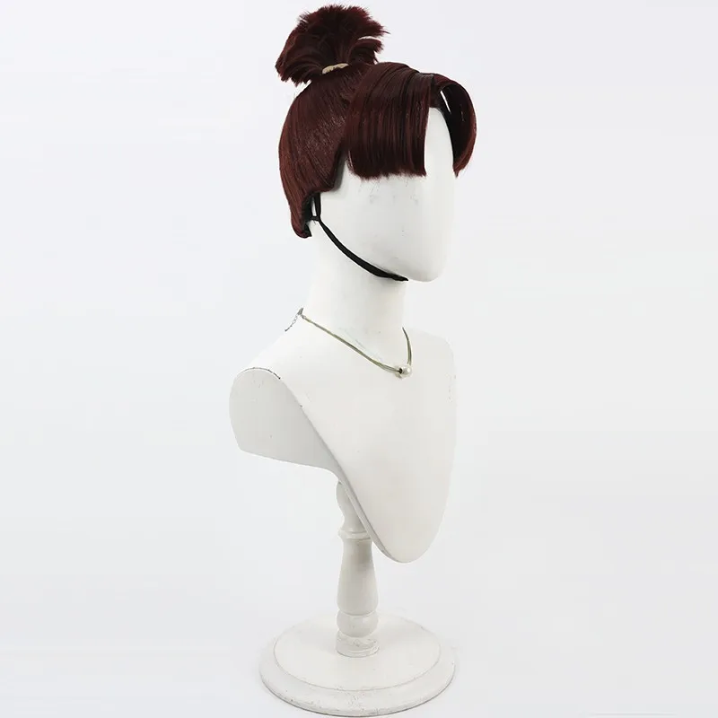 Peluca cosplay Mignon Nintama Rantaro Minamoto Kongo de una sola pieza estilo trenzado marrón rojo