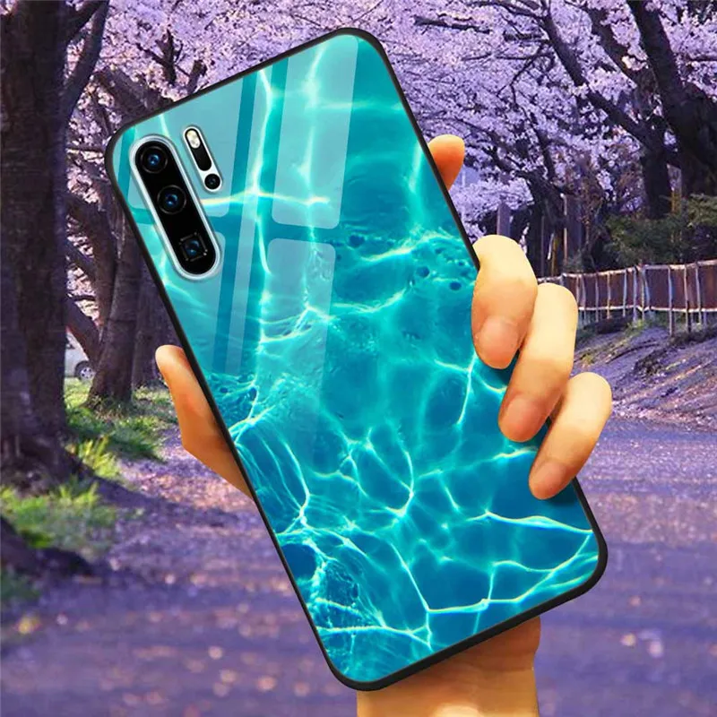 For HuaWei P30 Pro Lite Case Tempered Glass Starry Marble Hard Back Cover for Huawei P30Lite Luxury Phone Cases Protective P 30