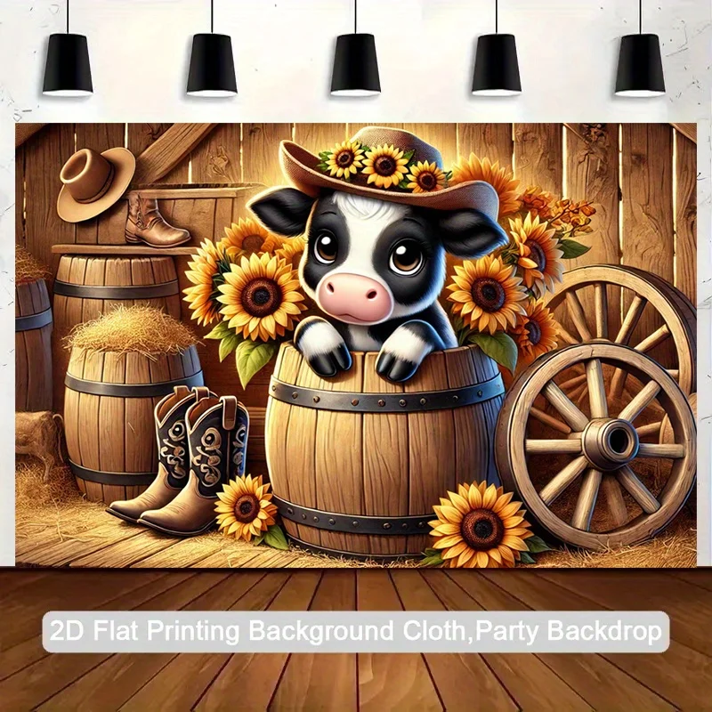 2Dflat1pc، بقرة لطيفة وعباد الشمس، ديكور لافتة داخلي وخارجي، لا يتطلب إمدادات الطاقة Zx #5