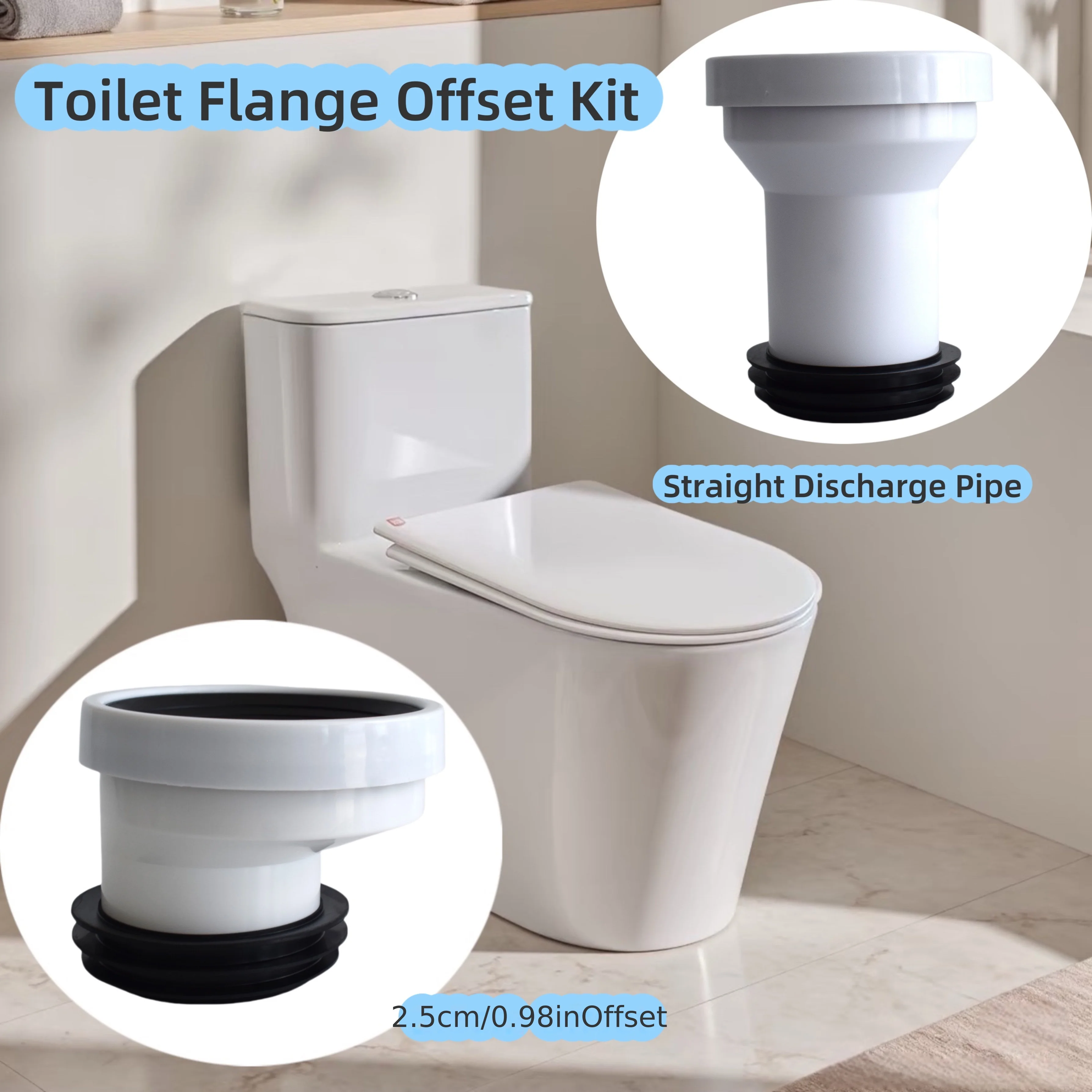

Offset Toilet Flange, Adapter Connector Change Place Toilet Flange Shifter for Plumbing Drainage Systems Urinals Cleaning Repair