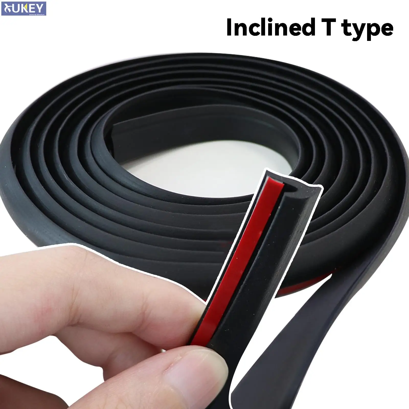 2M/4M Universal Car Door Rubber Seal Strip Small Slanted T Type Weatherstrip Noise Insulation Anti-Dust Soundproof Self-Adhesive