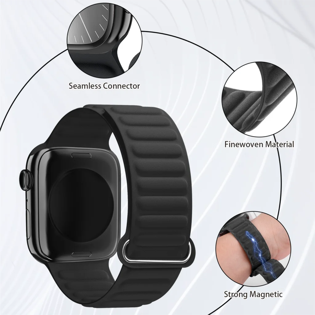 Magnetic Loop for Apple Watch Band 44mm 40mm 49mm 45mm 41mm 38mm FineWoven Bracelet iWatch Series 9 8 6 5 4 7 SE Ultra 2 Strap