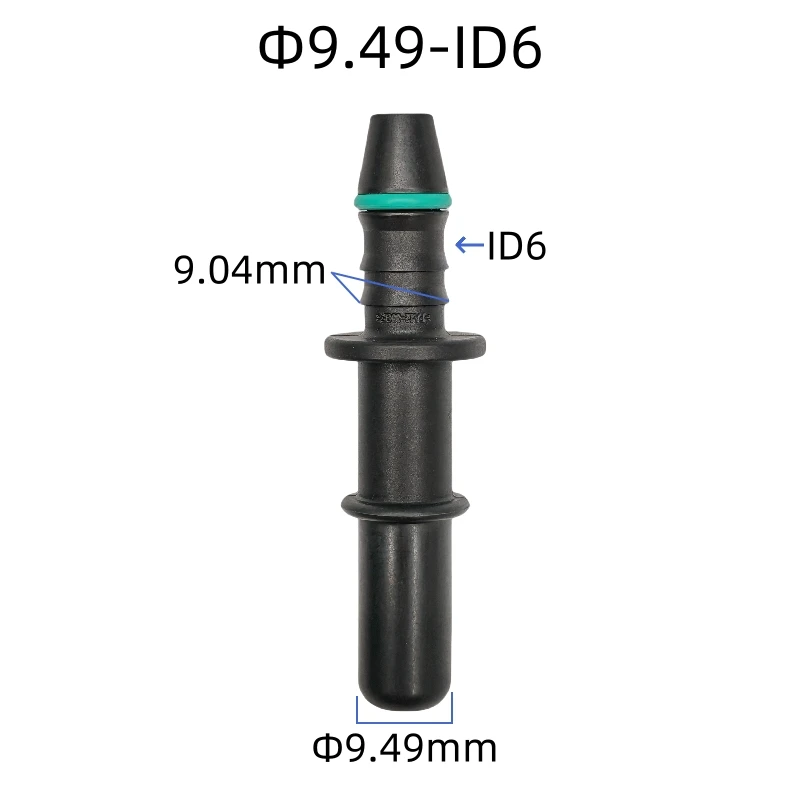 9.49mm 9.49 ID6 male connector fuel line quick connector plastic fittings black straight male end piece 2pcs a lot