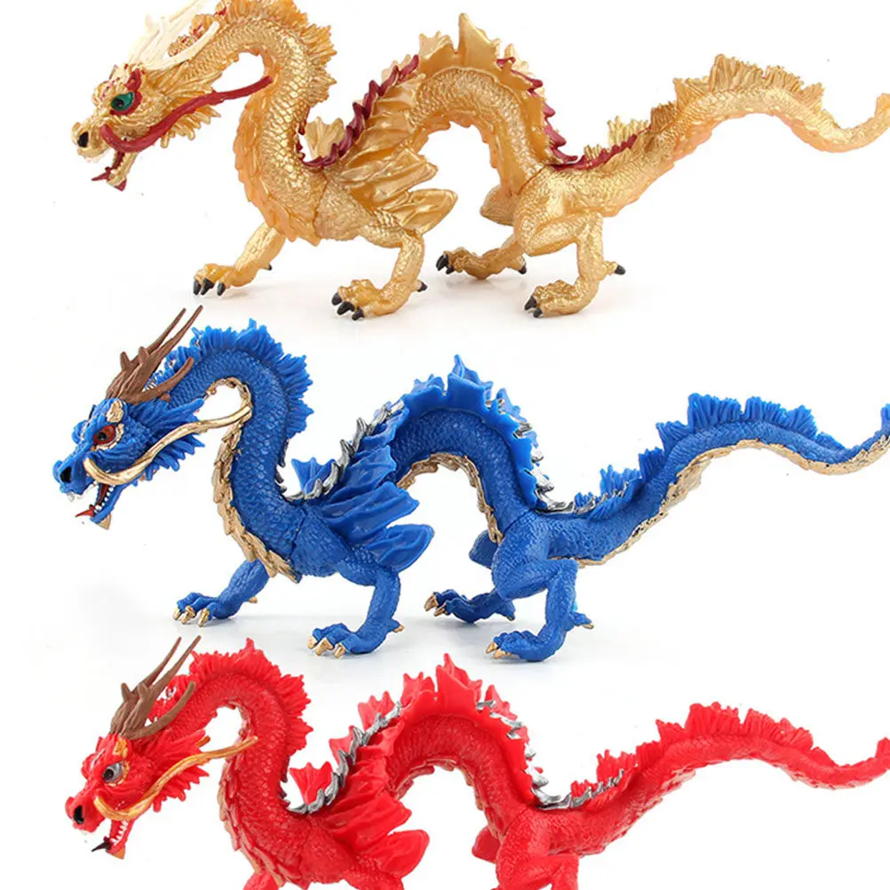 

Animals Children Tableware Traditional Toy Dragon Solid Model Red Decorative Statue